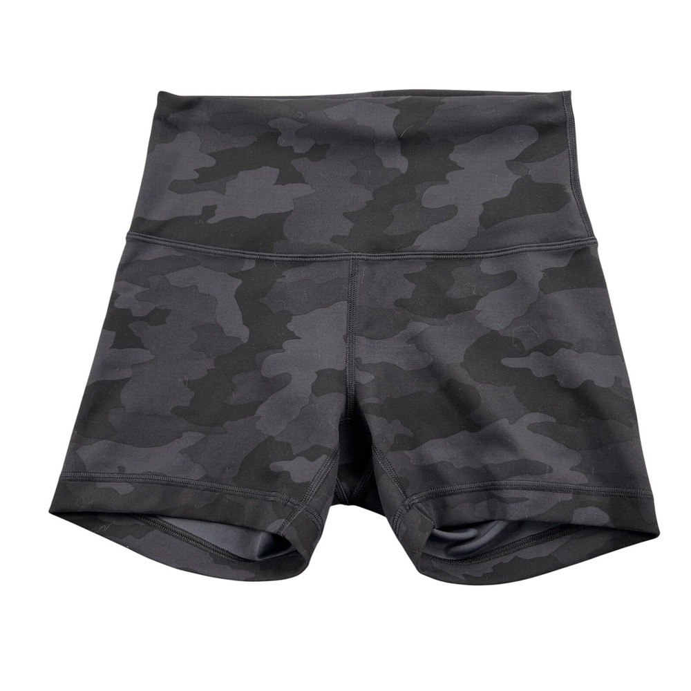 Lululemon Align Camo High Rise Biker Shorts 6 Black Women Activewear Yoga